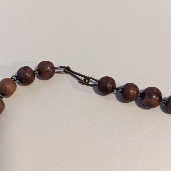 Vintage Juniper Natural Wood Festoon Bib Necklace - Picture 2 of 3